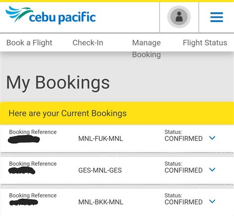 cebu pacific manage booking